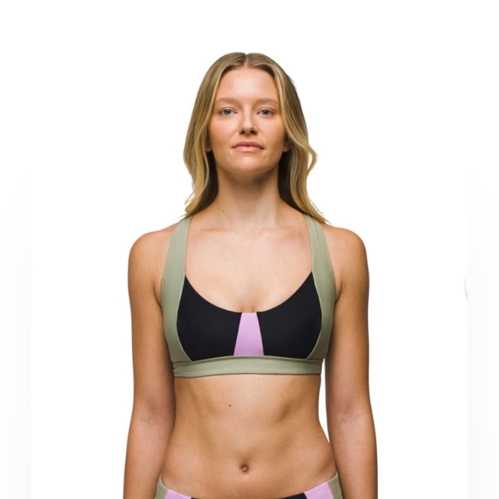 Prana Tulum Swim Top Criss Cross Back Black Women's Size Large - Picture 1 of 11